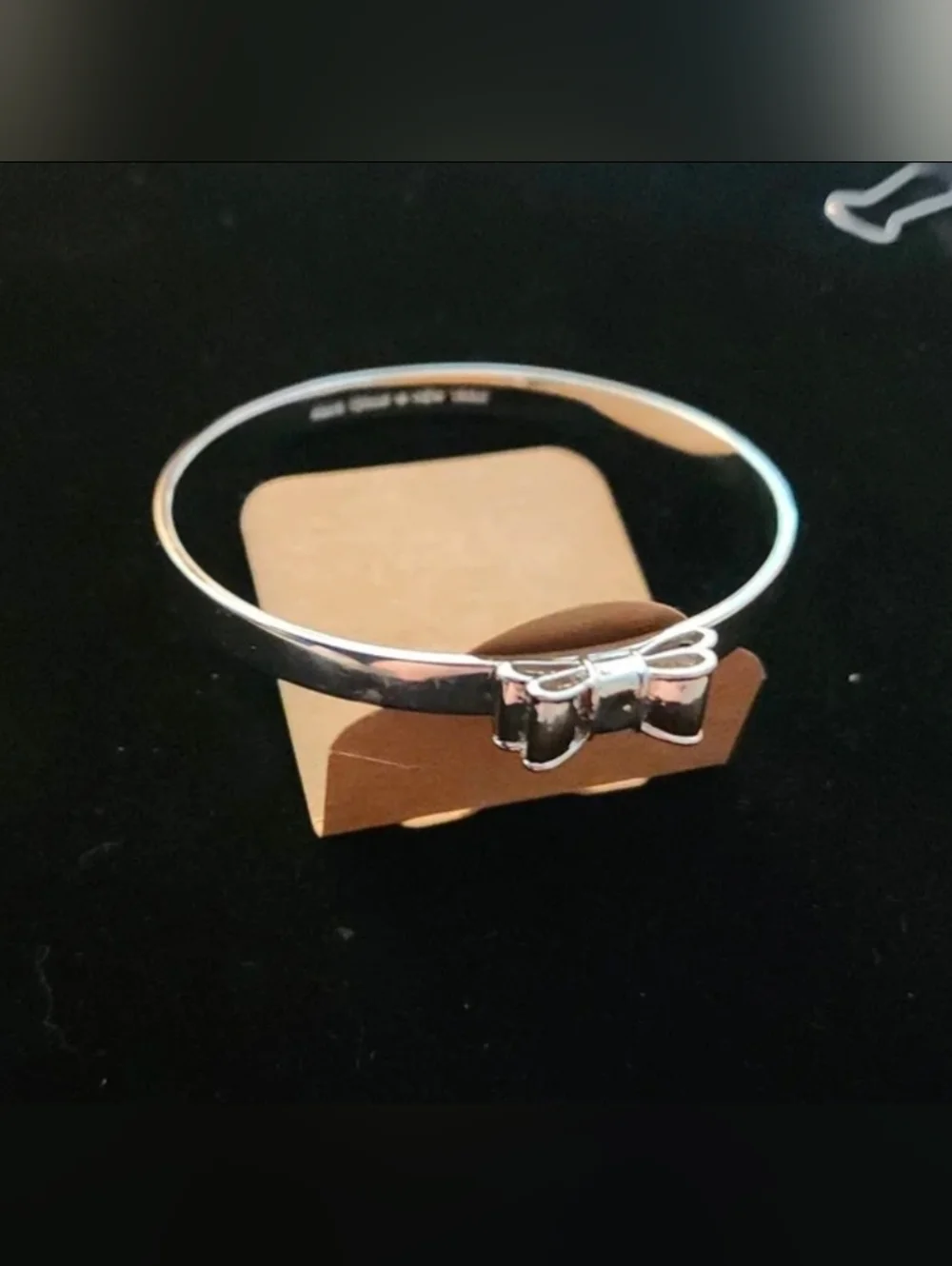 Kate Spade New York 'Take a Bow' Silver Tone Bangle Bracelet 2.5" - Picture 3 of 8